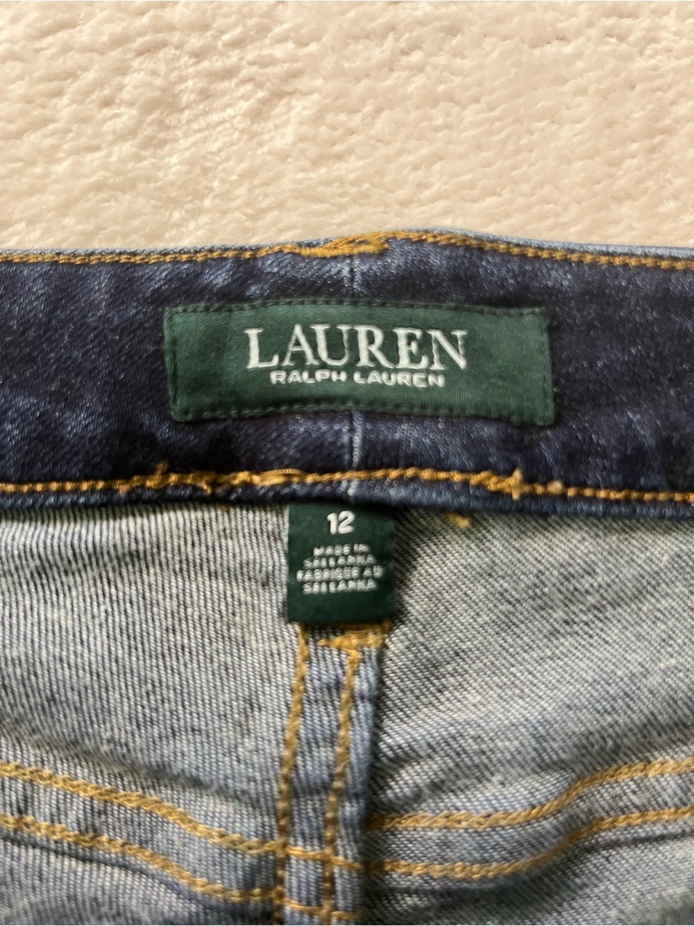 LRL Classic Straight Ankle Jeans Women's Size 12 Dark Wash Embroidered Hem Denim - Picture 5 of 11